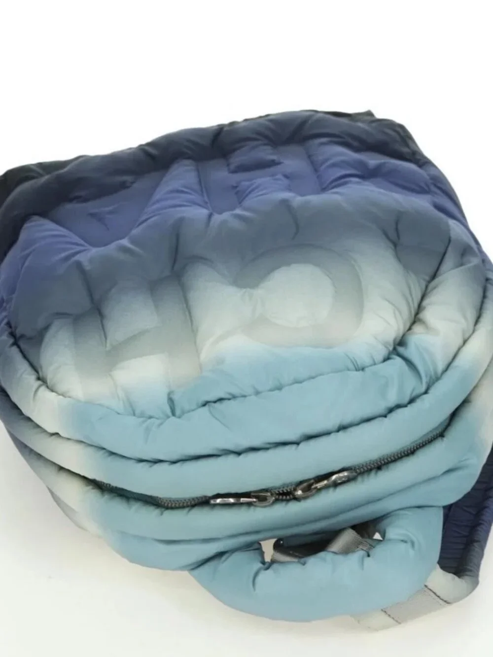 CHANEL Doudone Backpack Nylon Blue Silver CC Auth mr2366SAM